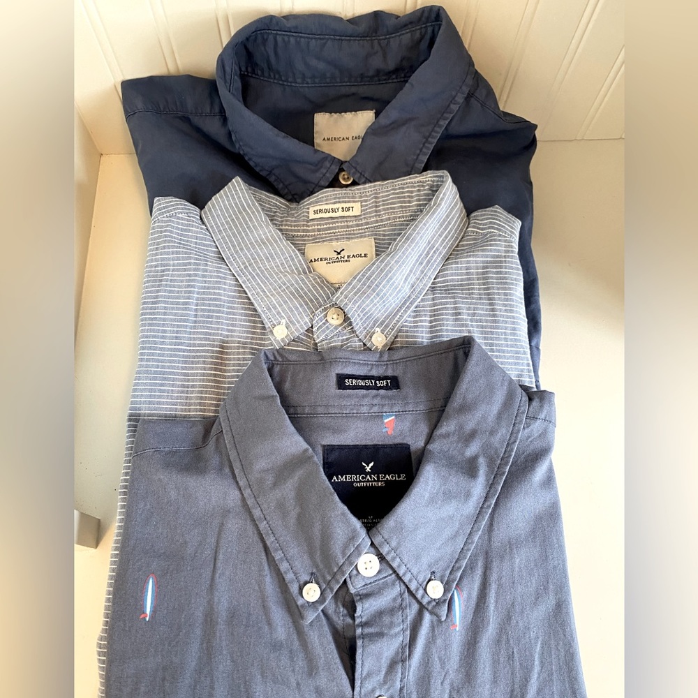 Lot of 3 short sleeve American Eagle men’s cotton shirts size Large Tall
